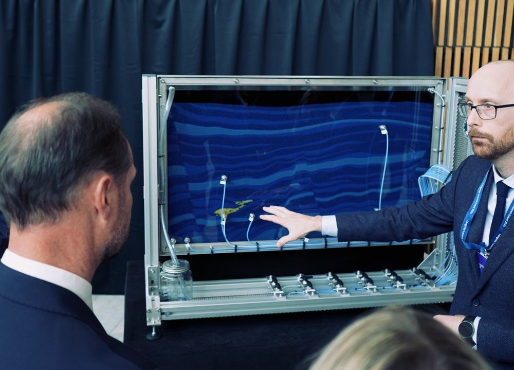 Prof. Martin Fernø giving a live demonstration of the FluidFlower.