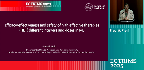 Image of Prof Fredrik Piehls presentation at ECTRIMS