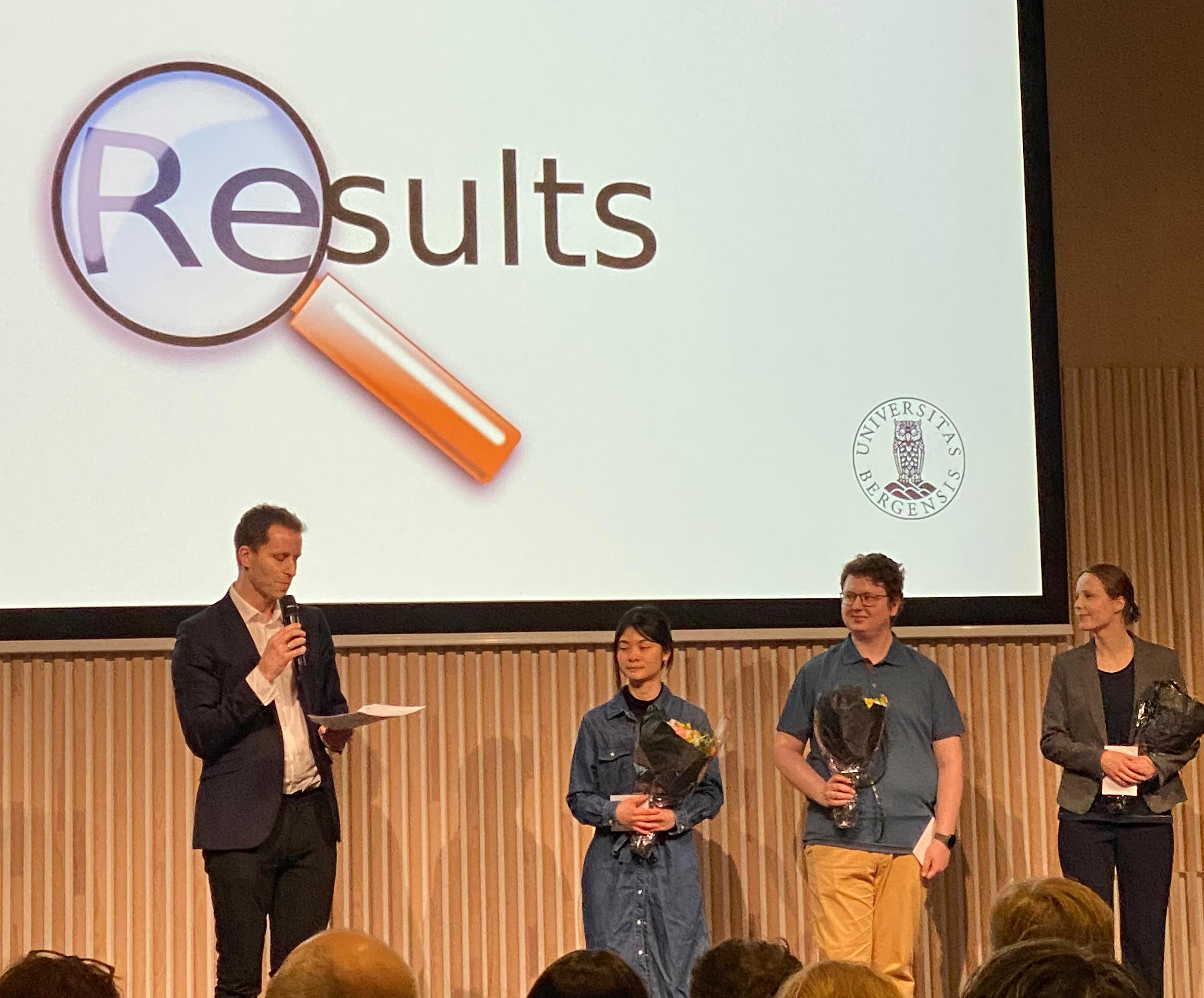 The winners of the three Minute Thesis UiB final.