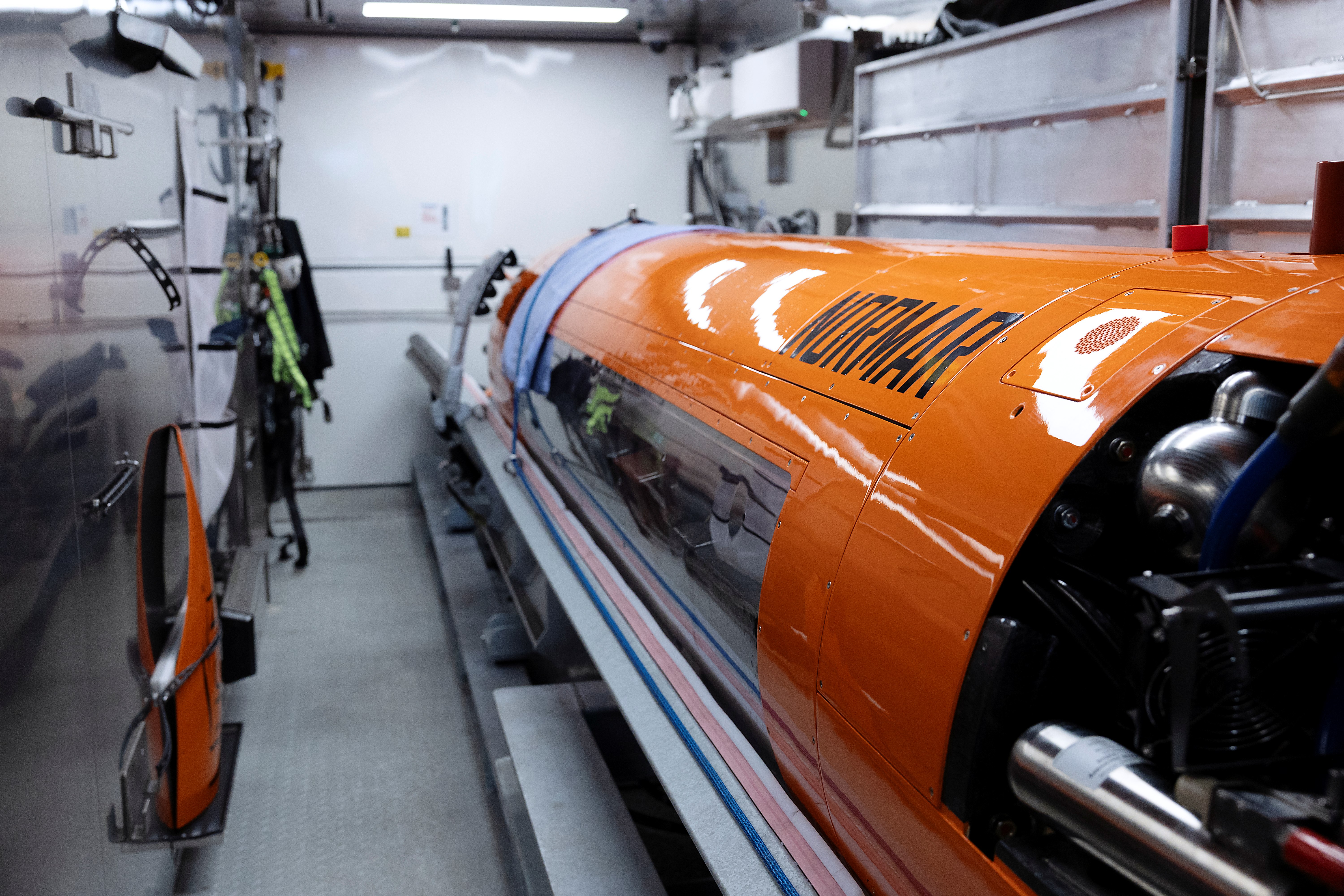 AUV in ship's hold awaiting deployment