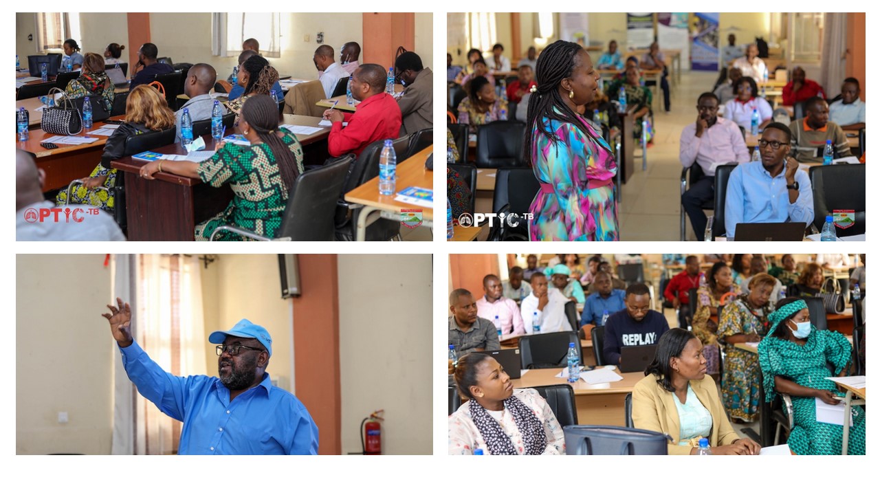 Collage with four photos showing participants in meeting room participating in workshop. In one scene, a man in a blue shirt is standing and talking, in hte others we see the audience. 