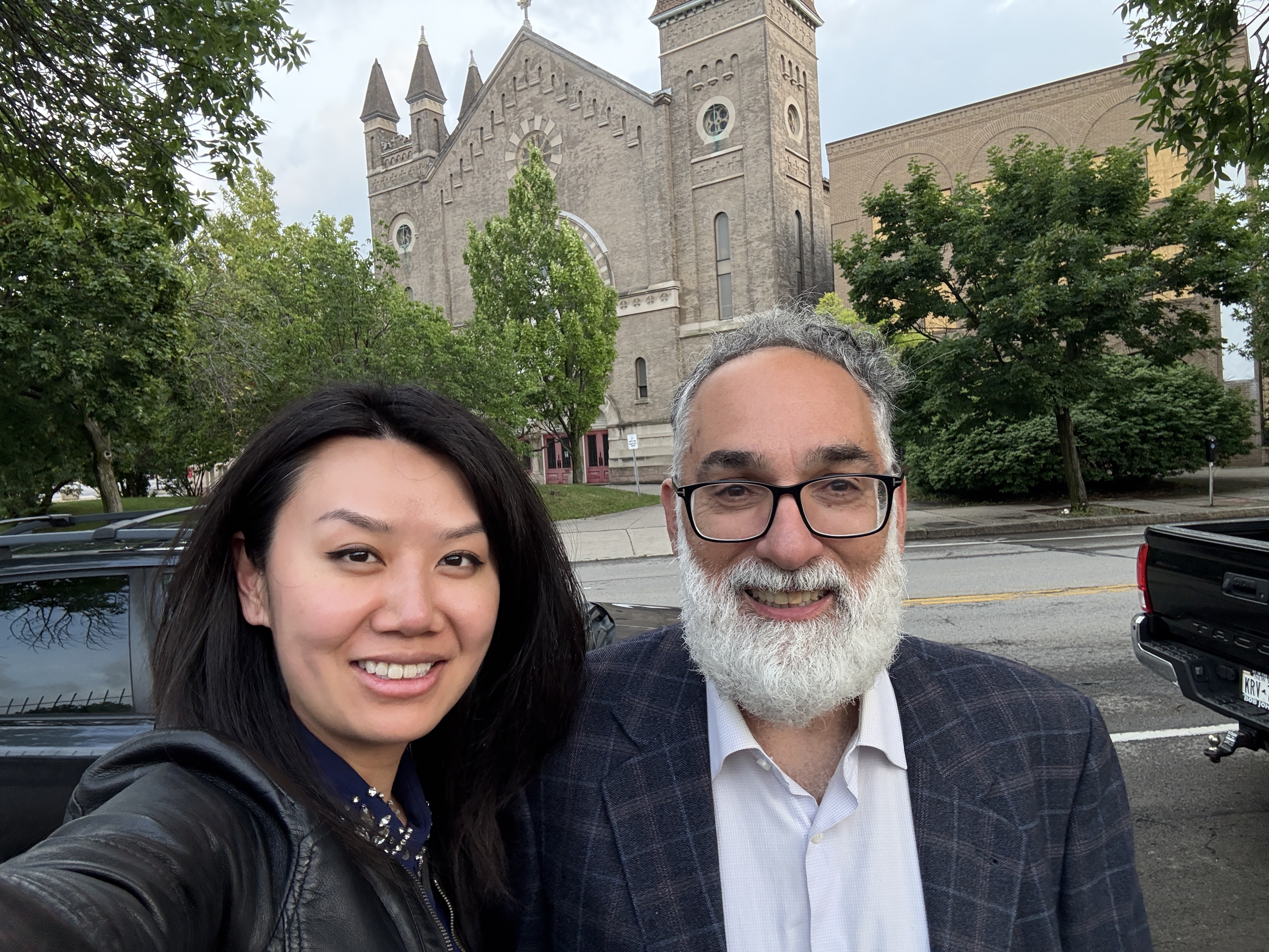 Lai-Tze Fan and Joe Tabbi in Rochester, New York.