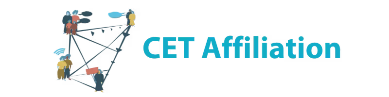 Icon with people connected in a network. Text: CET Affiliation