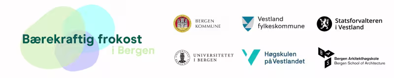 logo for Bærekraftig frokost with Bergen Kommune, Vestlands fylkeskommune, Statsforvalteren på Vestland UiB, HVL, BAS
