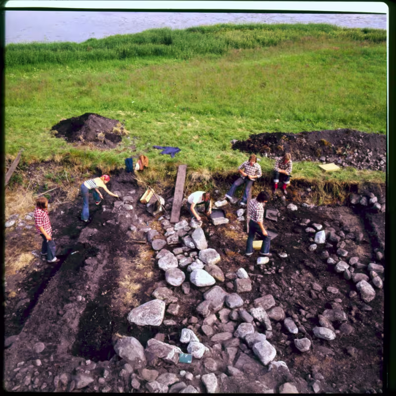 People working in an excavation field 