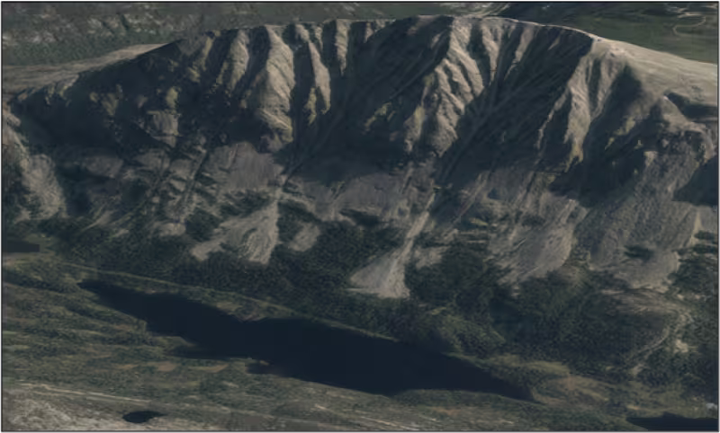 Skredutsatte fjellsiden fra Gaustatoppen ned mot Aslakstaulvatn.