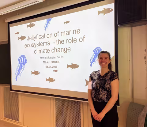 Photo of Martine and the title of  her given lecture