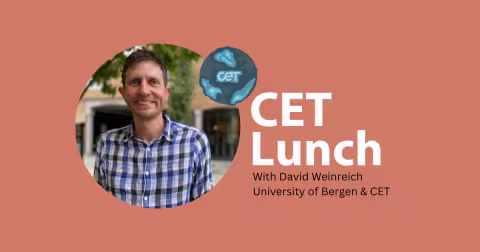 portrait of David Weinreich with text: CET Lunch
