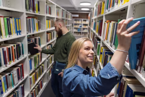 Students in a library
