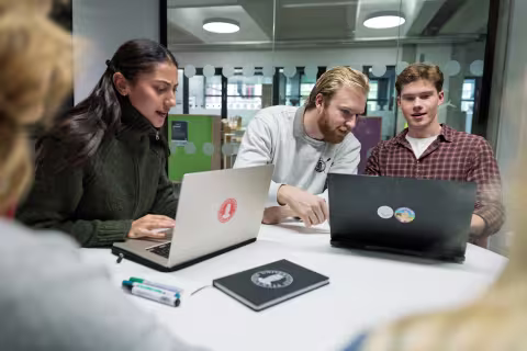 Students working on their laptops