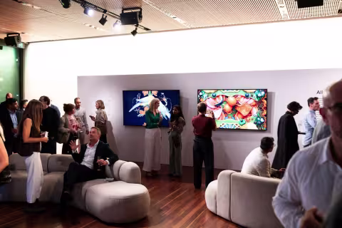 Alinta Krauth and Jason Nelson exhibiting at OpenAI opening in Sydney, Australia