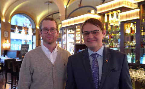 Nasjonal koordinator for ESS Norge, Sveinung Arnesen og nasjonal koordinator for ESS Ukraina, Tymofii Brik