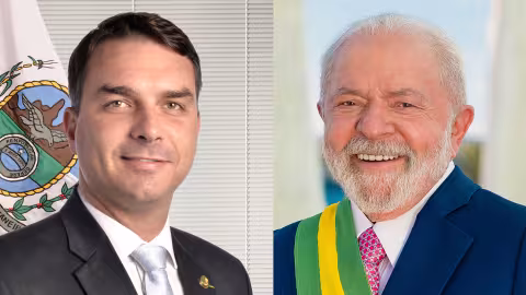 Portraits of Bolsonaro jr. and President Lula da Silva