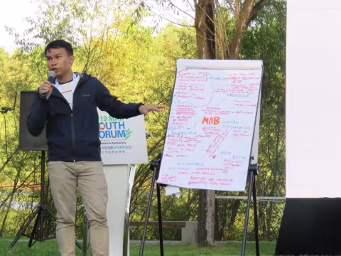 Kier Mitchel Pitogo presents workshop outcomes at the MAB workshop presentation