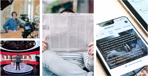 Image of newspaper and phones