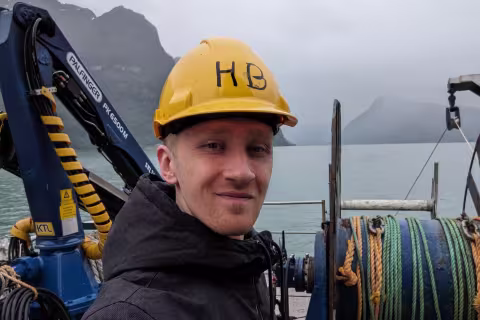 Zoran on a research cruise in the misty fjords