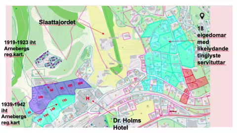 Kart og forklaring over området, Dr. Holms