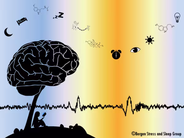 Dreamscape of girl under Brain tree, brain waves, light and circadian rythms 