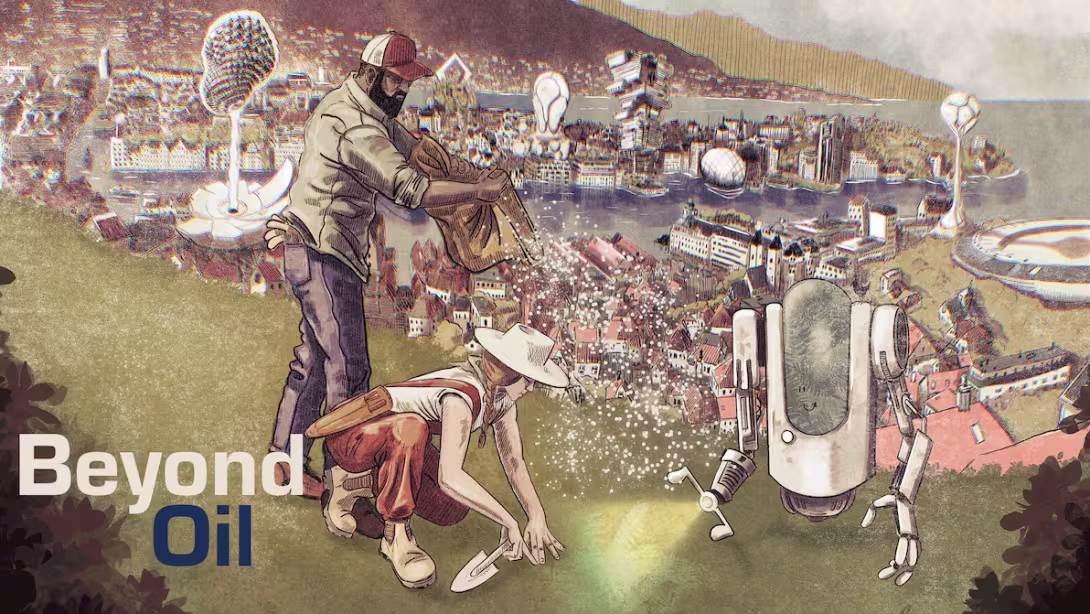 Illustration of a futuristic city of Bergen