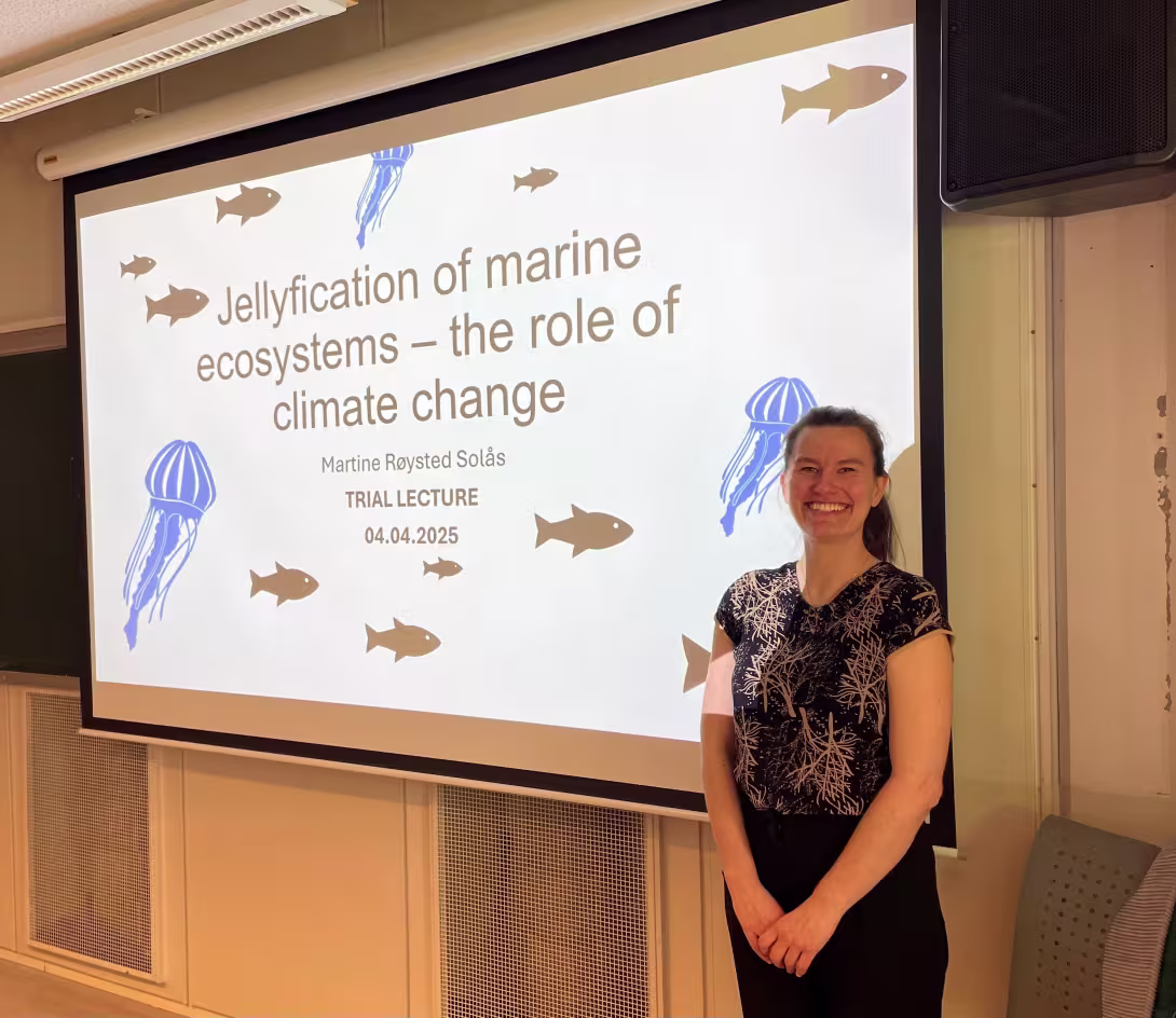 Photo of Martine and the title of  her given lecture
