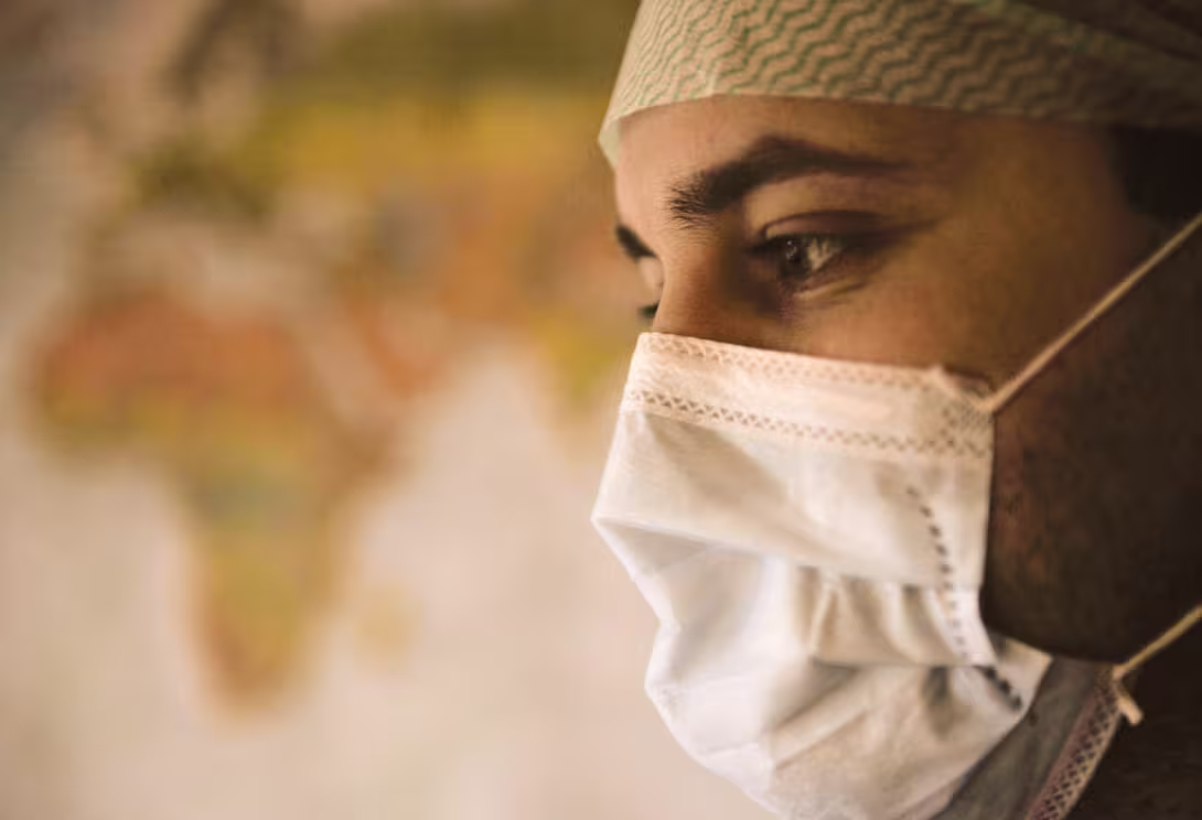 Close up photo of health personnel with mask