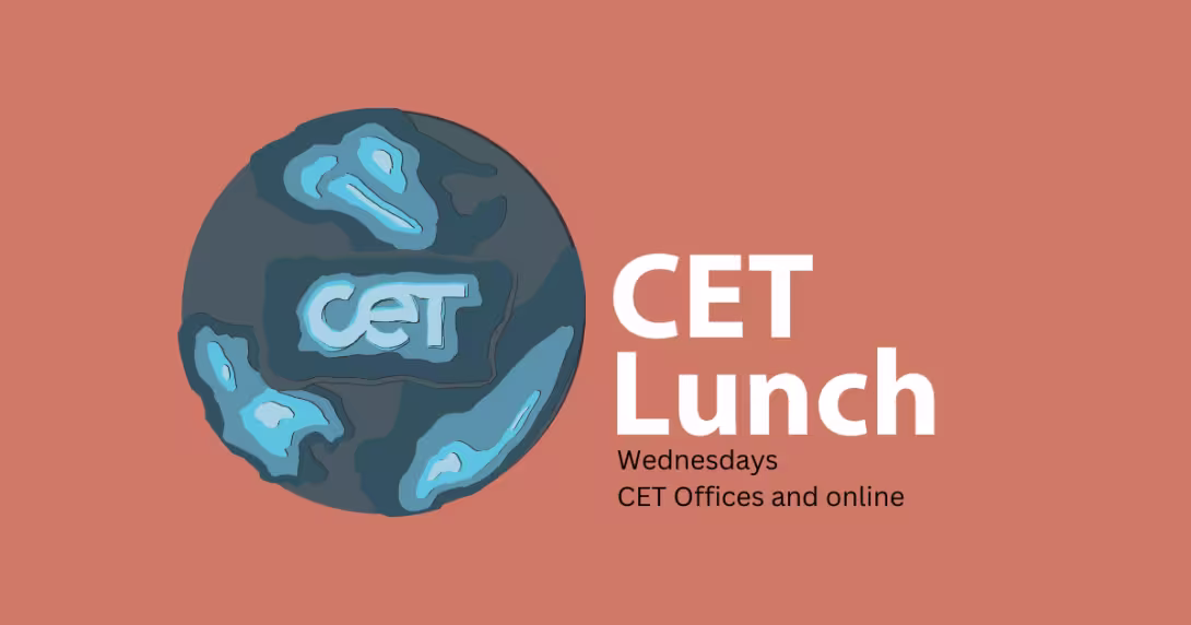 CET world logo with text: CET Lunch Wednesdays