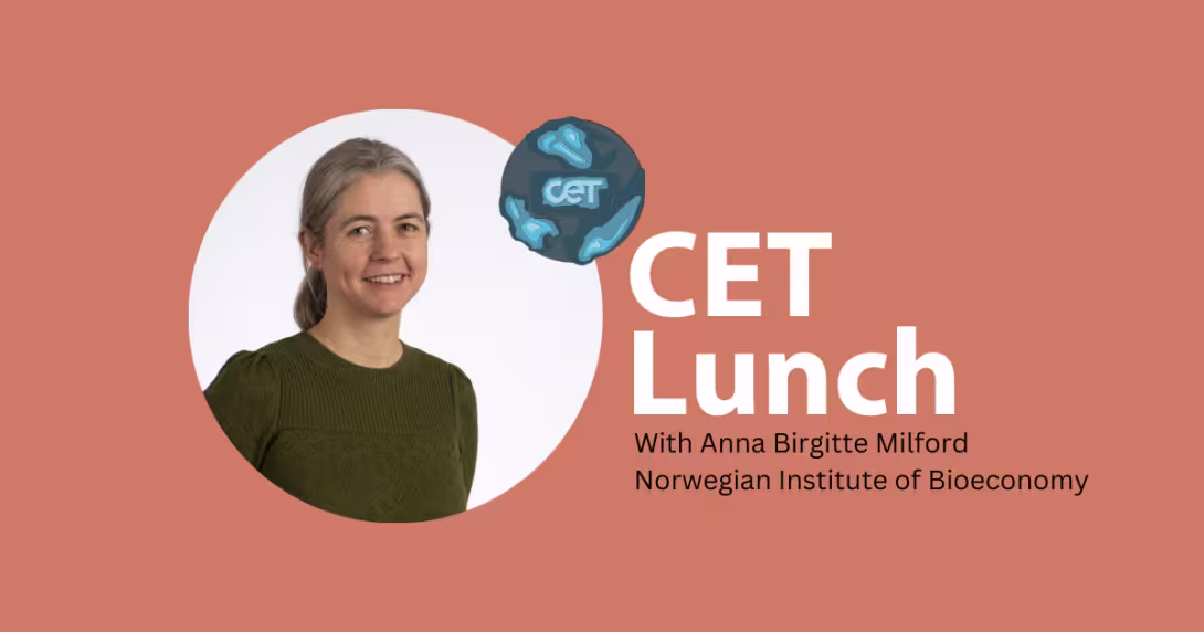 Portrait of Anna Milford with text: CET Lunch 