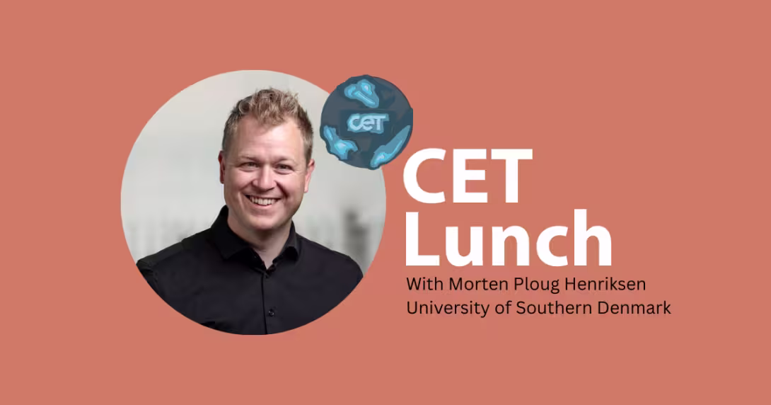 Portrait of Morten Ploug Henriksen with text: CET Lunch 
