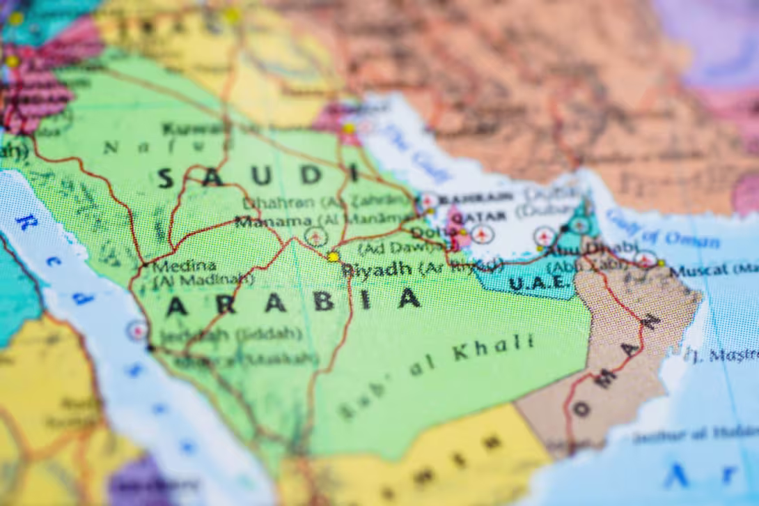 Kart som viser den arabiske halvøy
