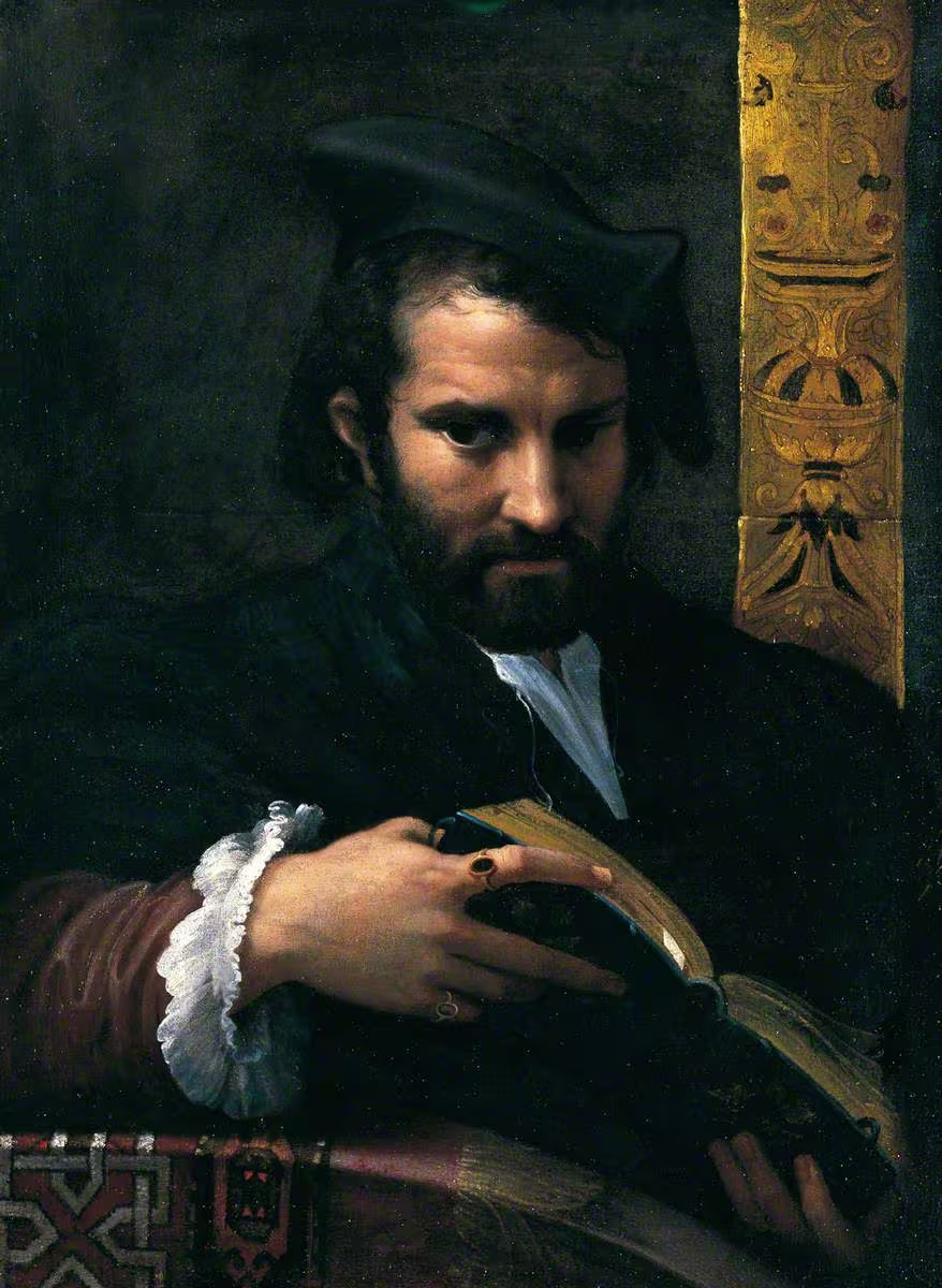 Portrait of a Man Reading a Book, painting by Parmigianino