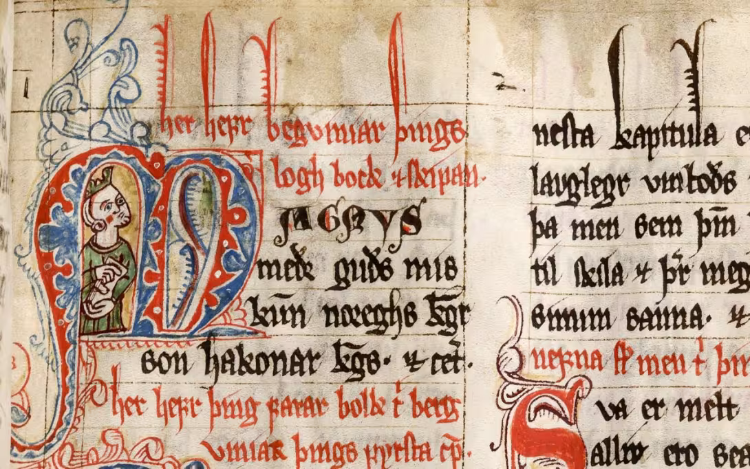 Fragment fra bok fra middelalderen
