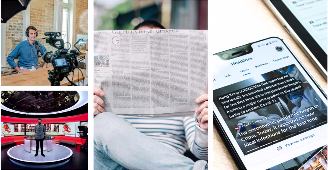 Image of newspaper and phones
